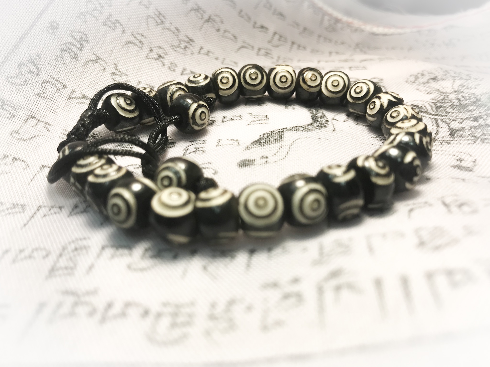 Yak Bone Etched Circle Bracelet