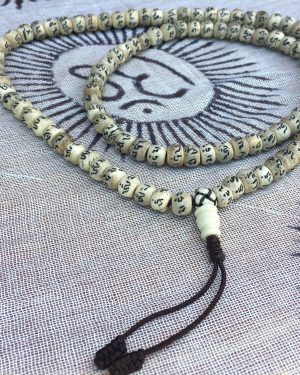 Etched Yak Bone Mantra Mala