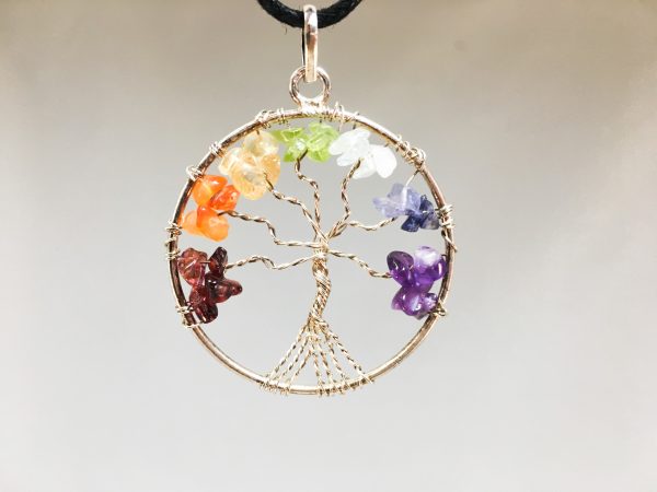 Rainbow-Chakra-Tree of Life Wire Wrap Necklace