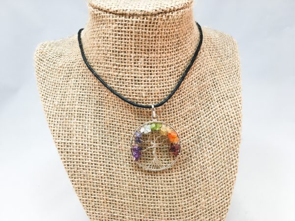 Rainbow-Chakra-Tree of Life Wire Wrap Necklace - Image 2