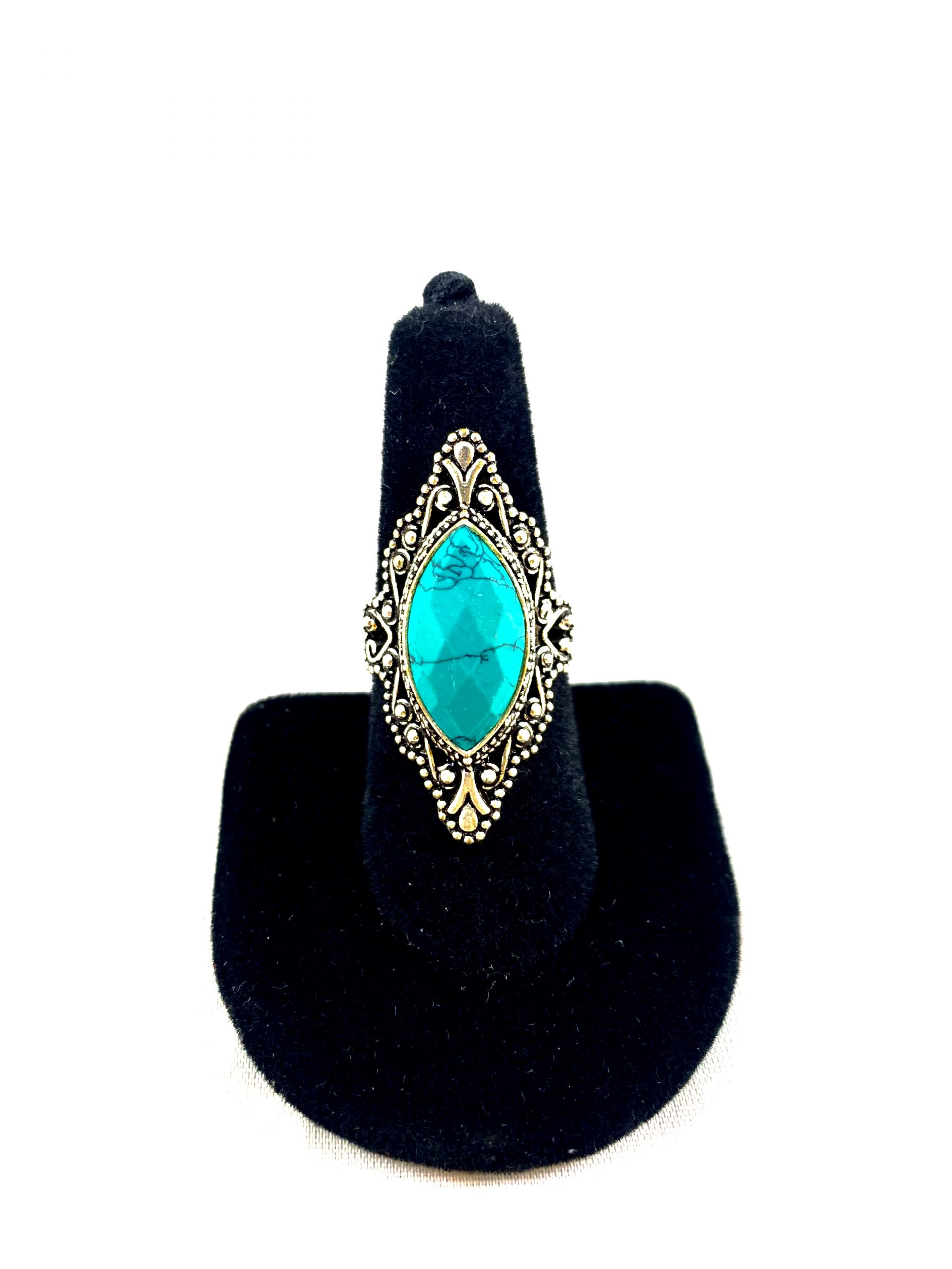 Turquoise Pointed-Oval Ring