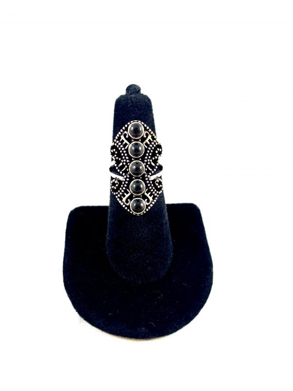 5 Stone Obsidian Goddess Ring