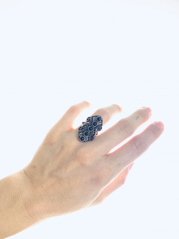 5 Stone Obsidian Goddess Ring - Image 2