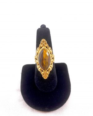 Tiger's Eye Pointed-Oval Ring