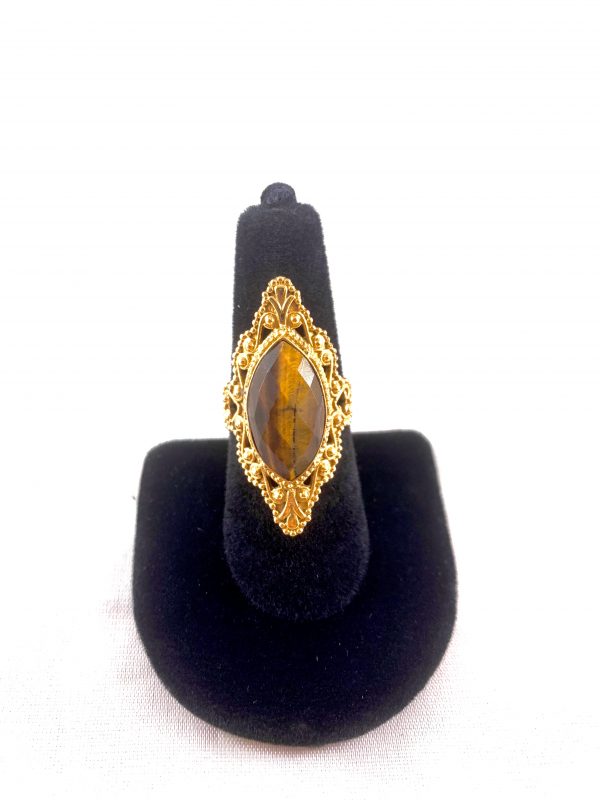 Tiger's Eye Pointed-Oval Ring