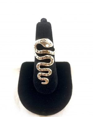 Silver Snake Ring with Moonstone Eyes