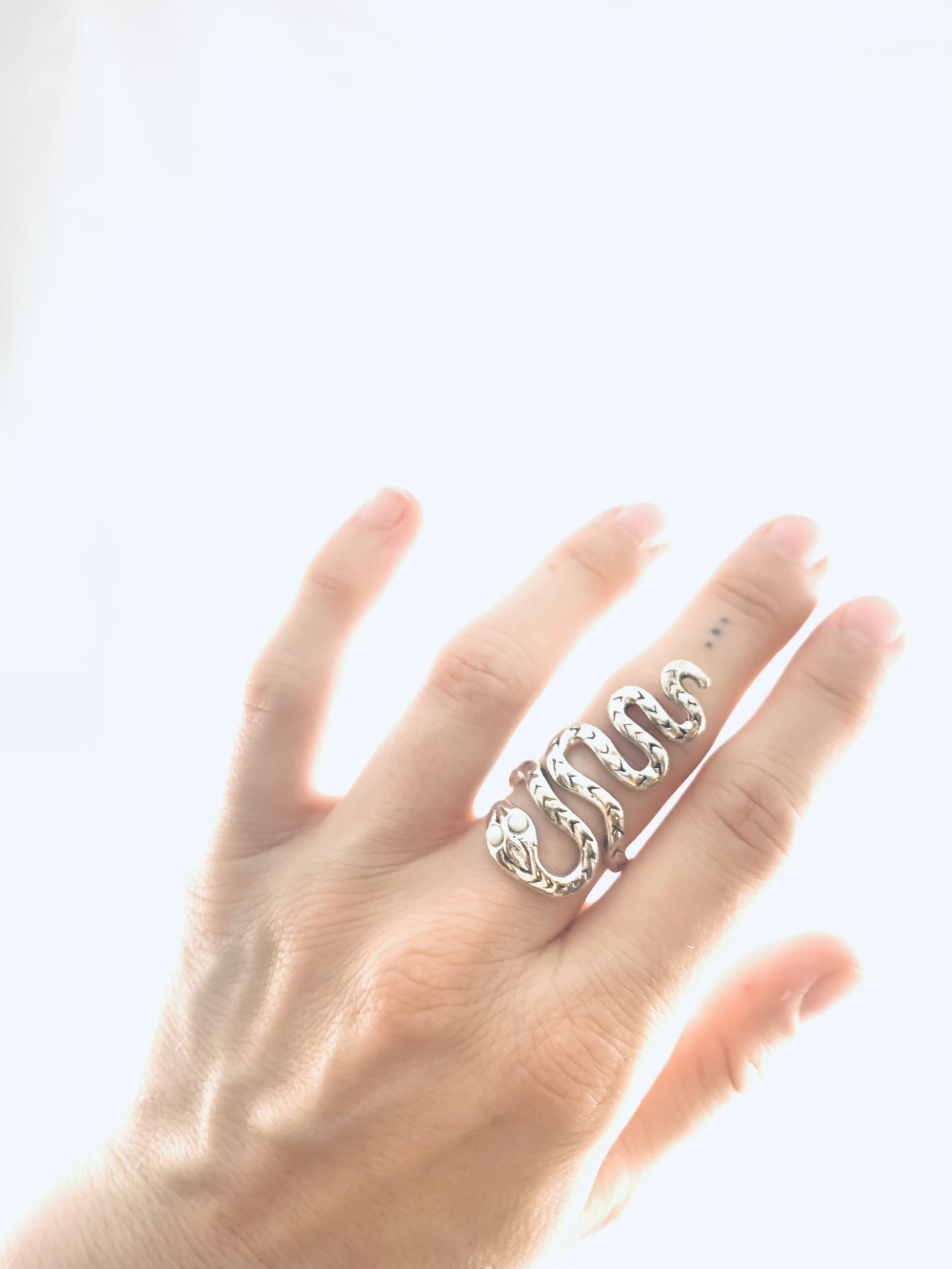 Silver Snake Ring with Moonstone Eyes - Image 2