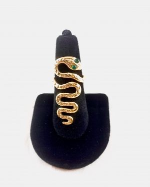 Gold Snake Ring with Jade Eyes