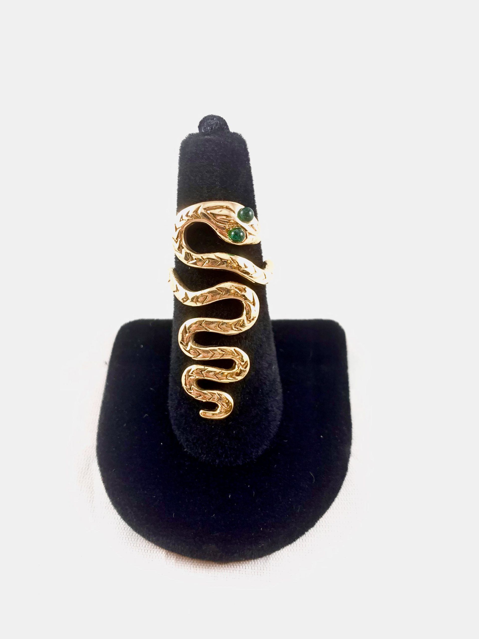 Gold Snake Ring with Jade Eyes