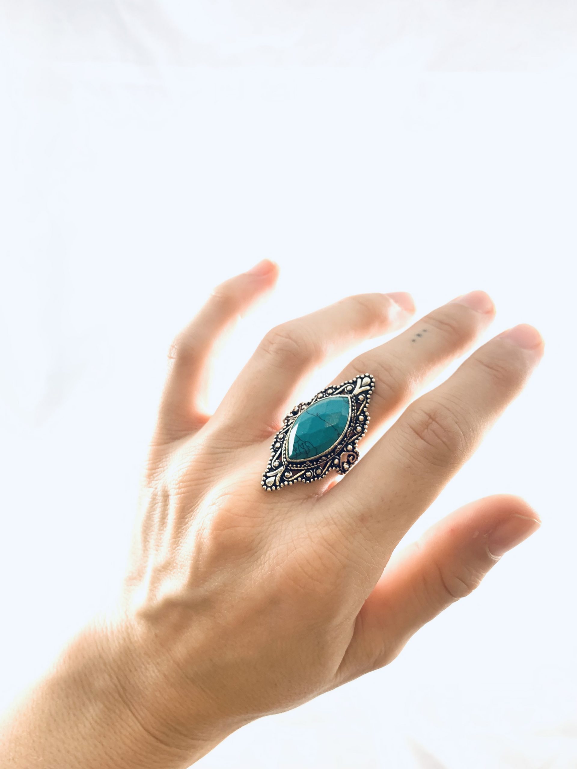 Turquoise Pointed-Oval Ring - Image 2