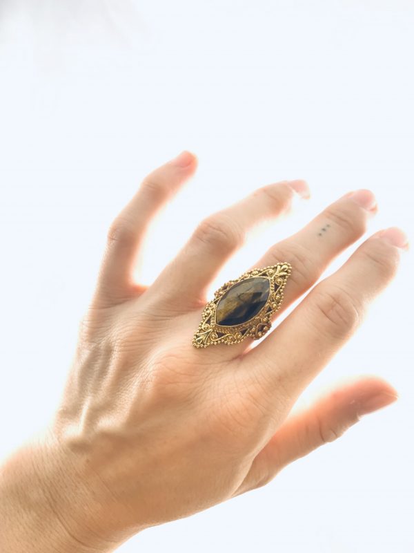 Tiger's Eye Pointed-Oval Ring - Image 2