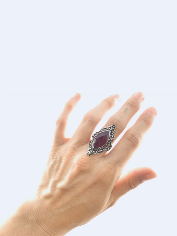 Ruby Pointed-Oval Ring - Image 2